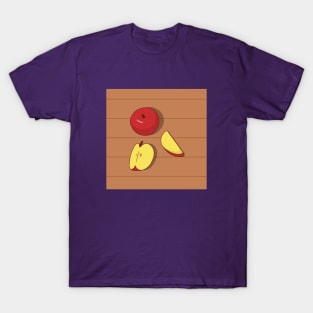 Whole and Sliced Apple on Wooden Table T-Shirt